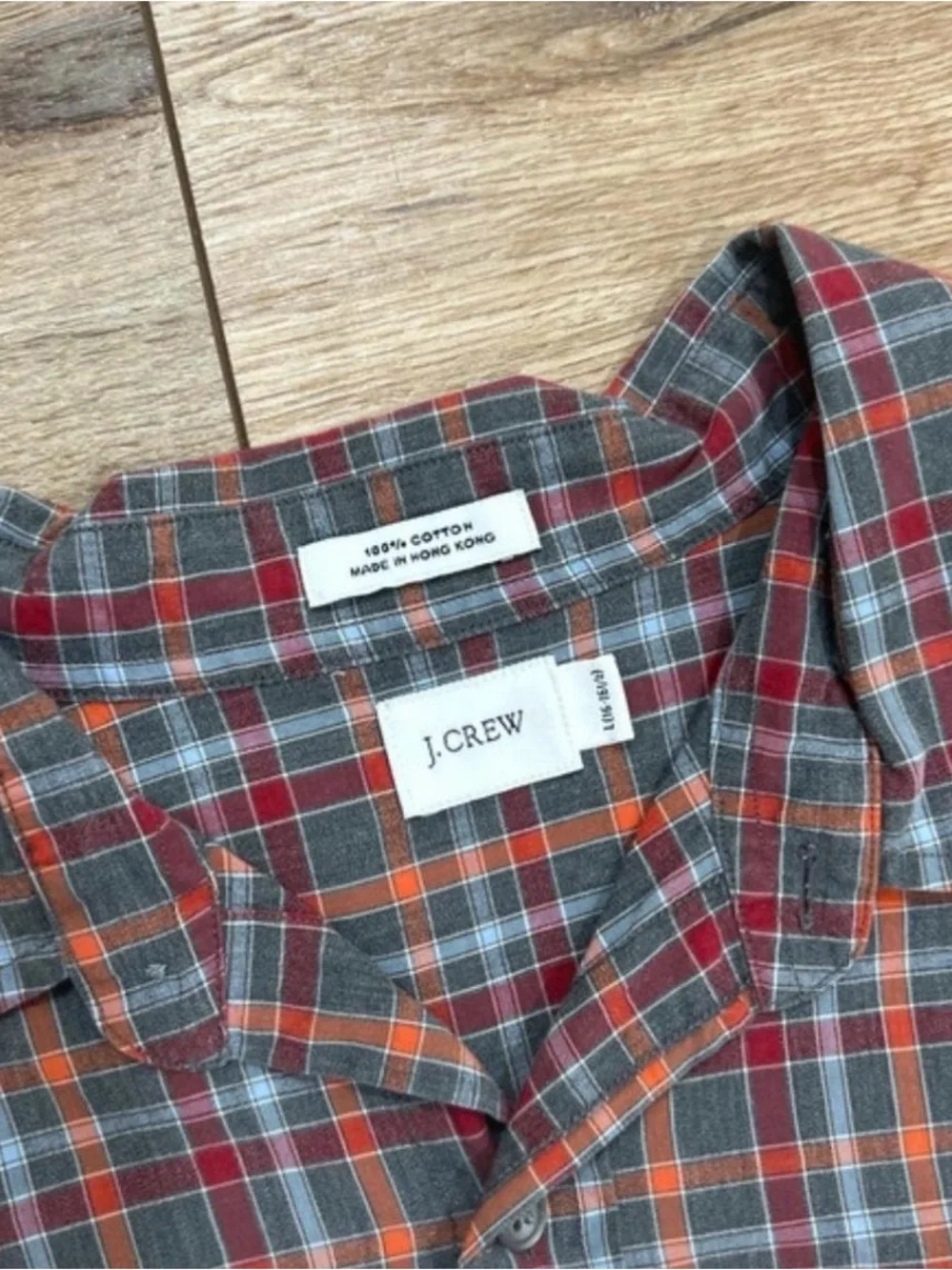 J. Crew Men's Red, Blue & Gray Plaid Button-Down Shirt